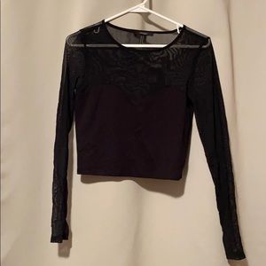 Sheer sleeved crop top